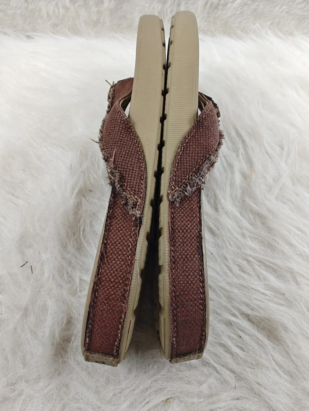 Crocs Dual Comfort Khaki Canvas Fabric Flip Flop Sandals Men's Size 12 Comfort
